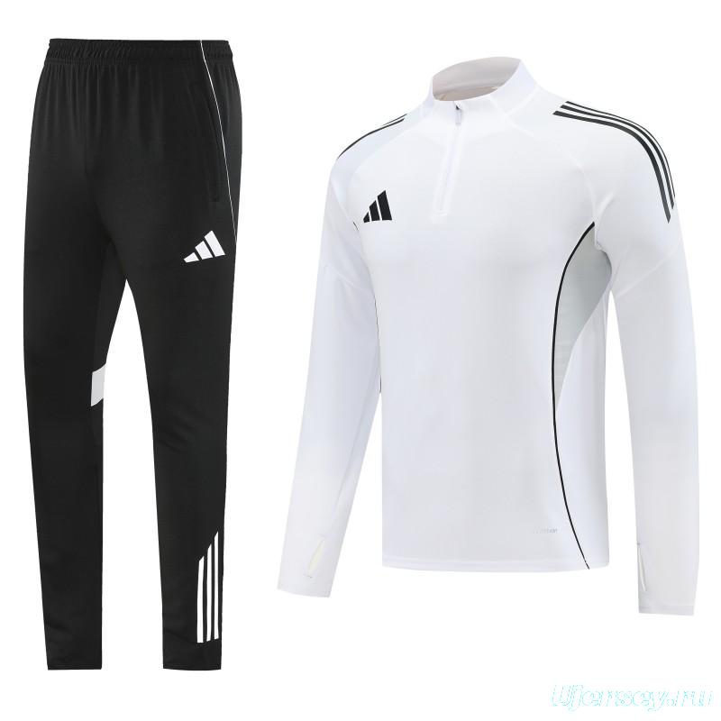 25/26  Adidas White Full zipper Jacket Tracksuit+ long pants