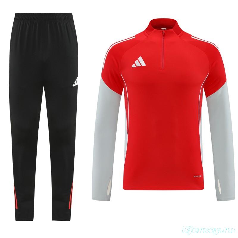 25/26  Adidas Red/White Full zipper Jacket Tracksuit+ long pants