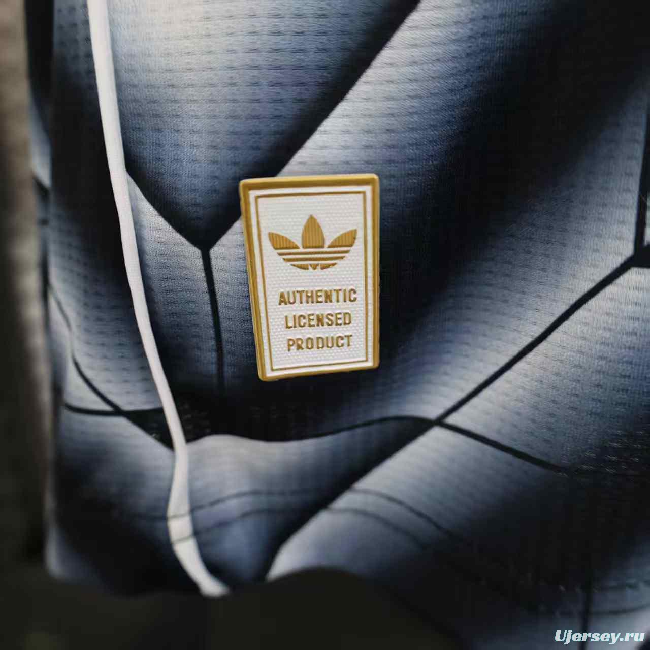 Player Version  1988/89 Real Madrid Third Navy Blue with 3D Geometric Chevron Pattern Jersey