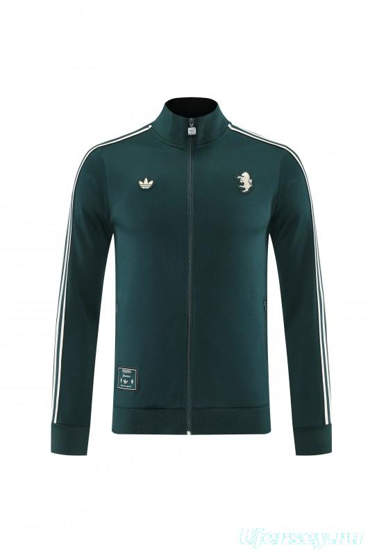 25/26  Juventus Retro Dark Green  Full zipper Jacket Tracksuit+ long pants