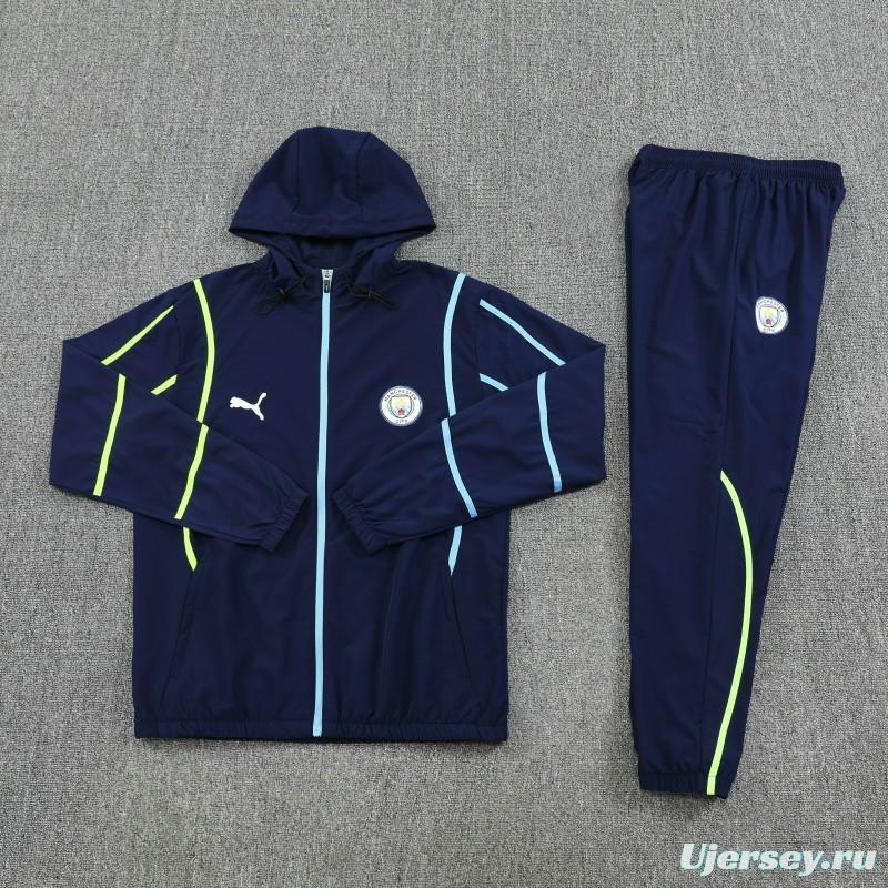25/26 Manchester City Navy Blue Full zipper Jacket Tracksuit+ long pants