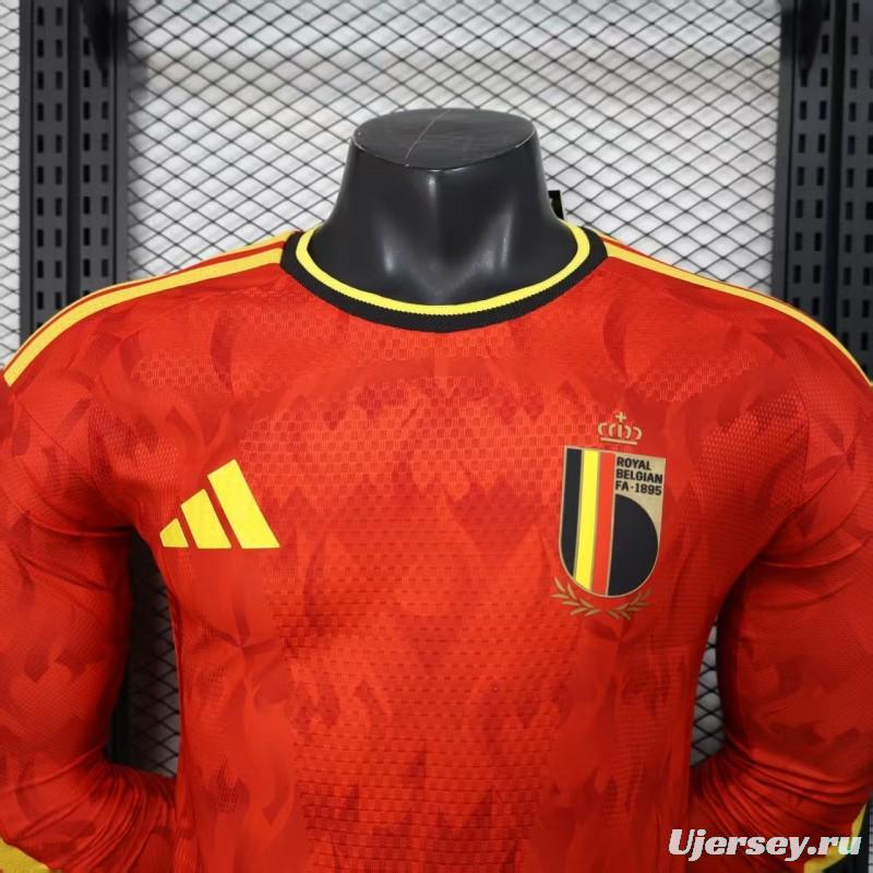Player Version 2026 Belgium Home Red Long Sleeve Jersey