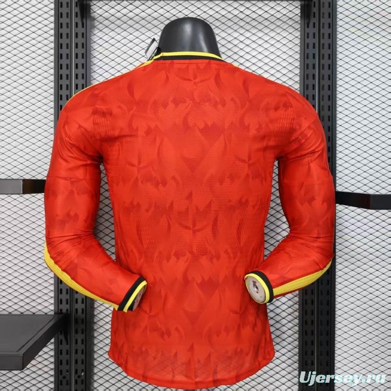 Player Version 2026 Belgium Home Red Long Sleeve Jersey