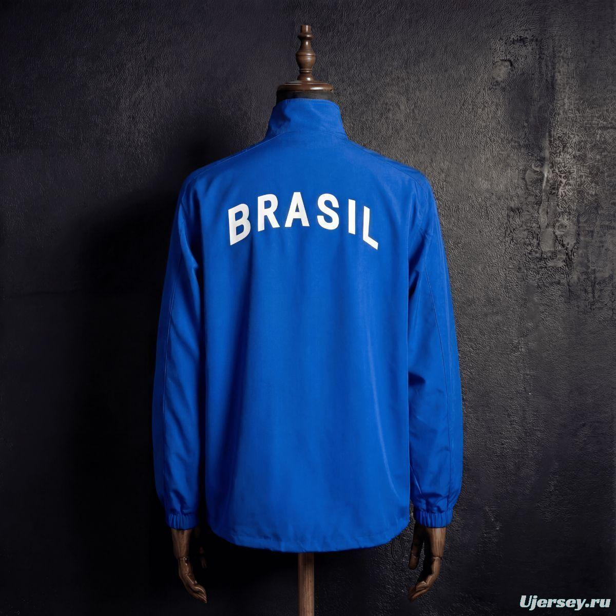 1998 Vintage Style Brazil Blue Jacket Windbreaker