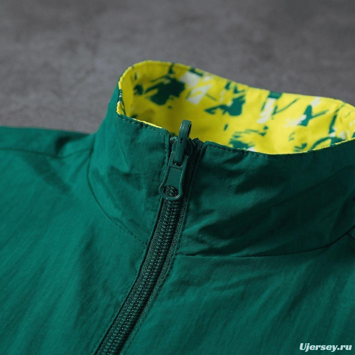 2026 Real Betis Green And Yellow  Reversible Full Zipper Jacket