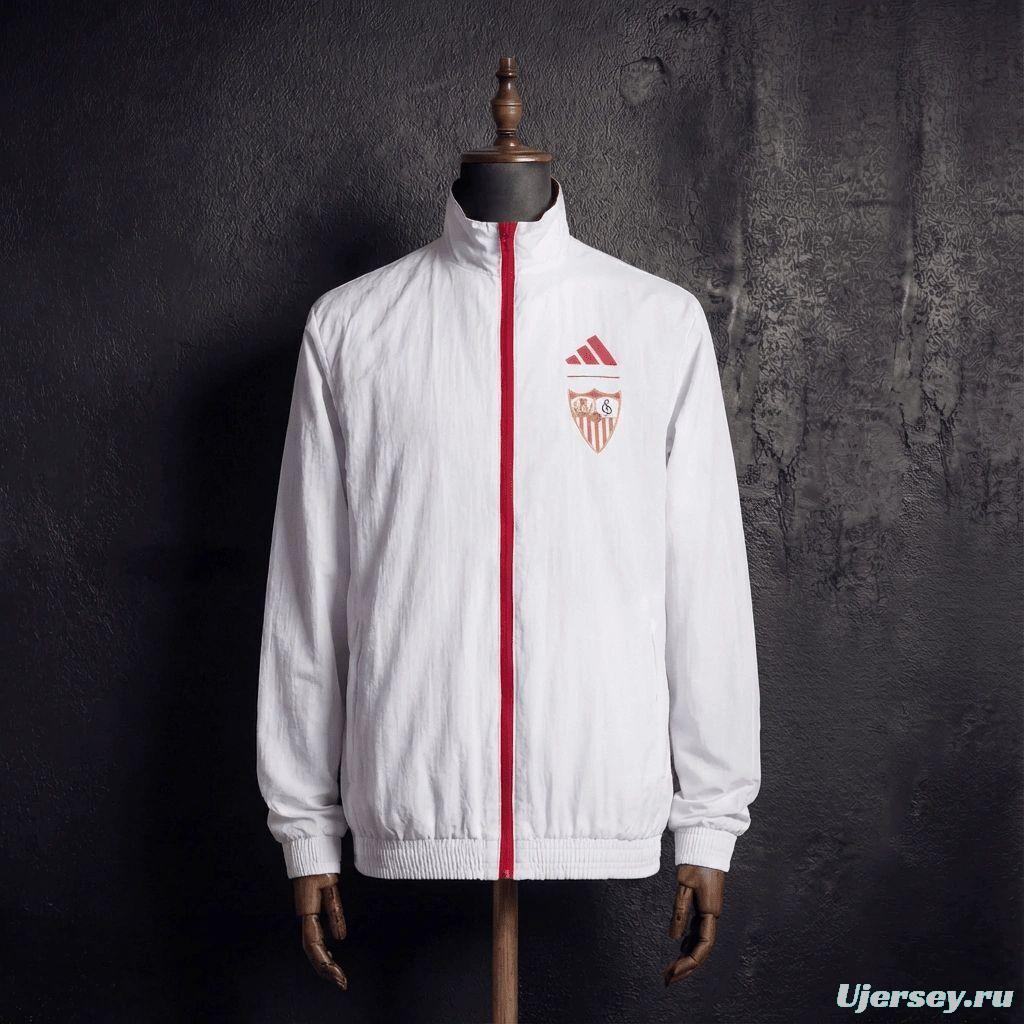 2026 Sevilla FC Red And White Reversible Full Zipper Jacket