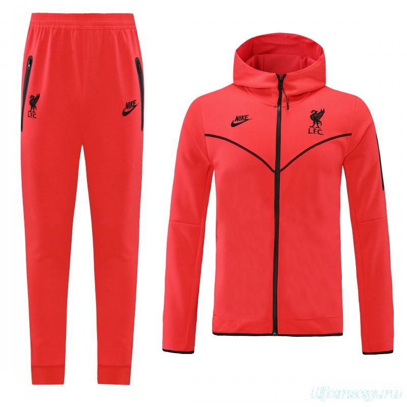26/27 Liverpool Red Full Zipper Hooded Jacket Tracksuit + Long Pants