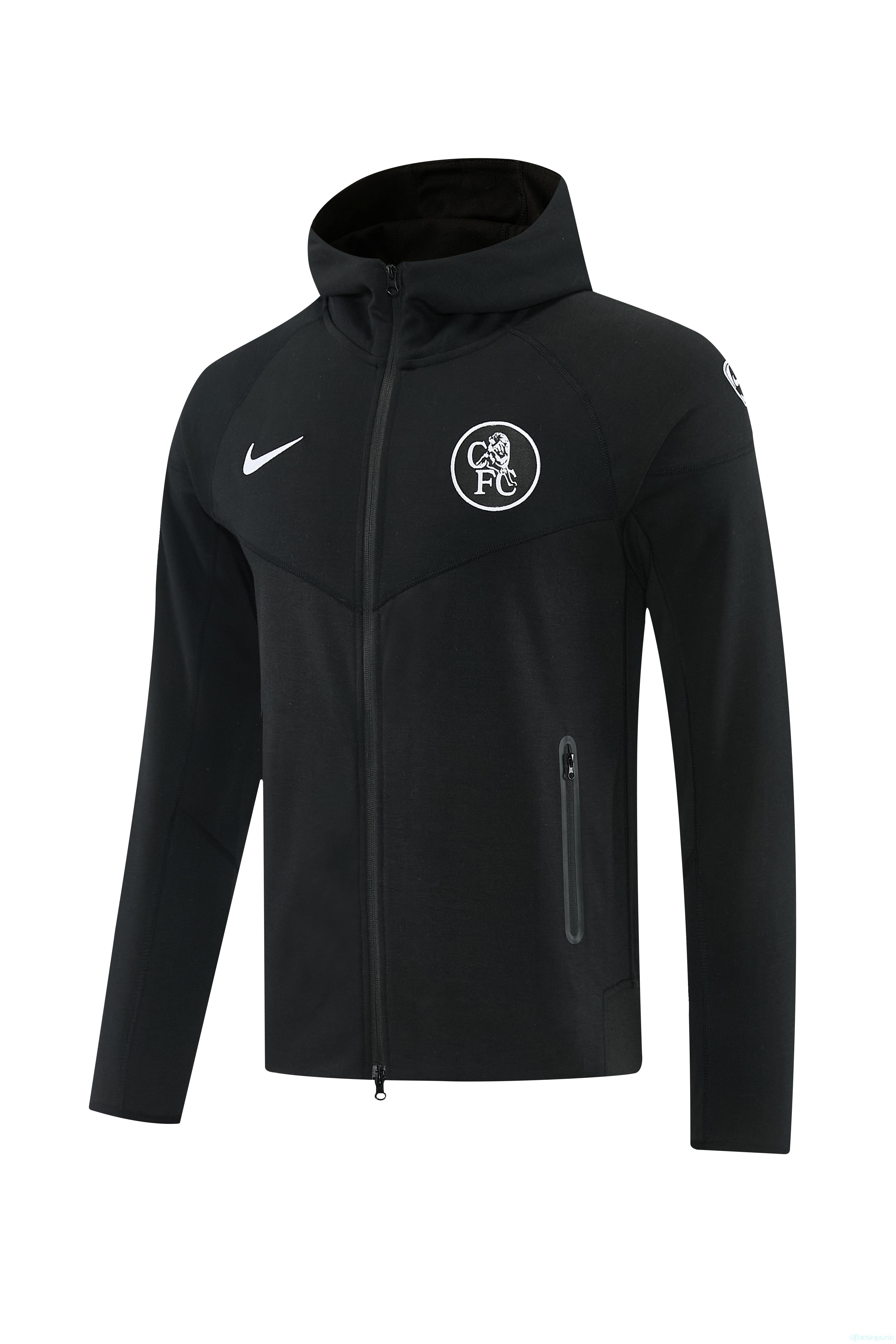 25/26 Chelsea Black Full Zipper Hoodie Windbreaker + Long Pants