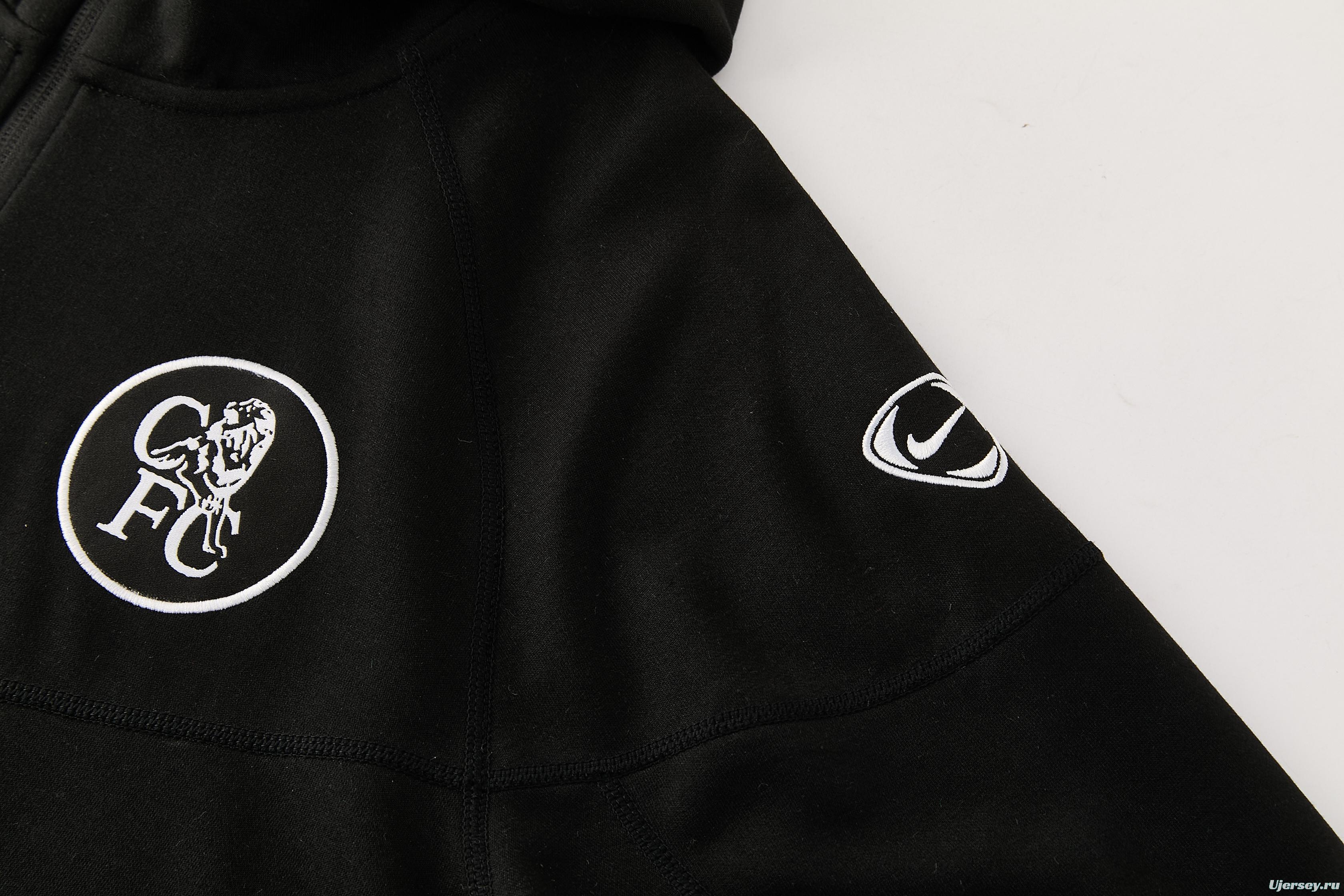 25/26 Chelsea Black Full Zipper Hoodie Windbreaker + Long Pants