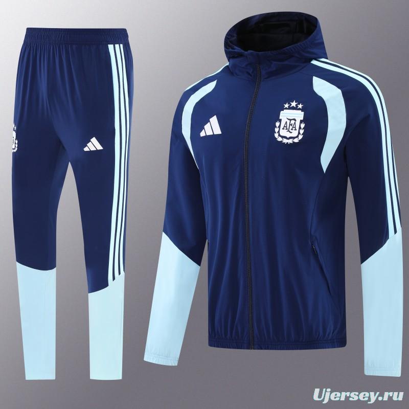 2026 Argentina Navy Blue Full Zipper Jacket + Long Pants