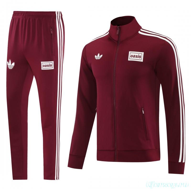 2026 Adidas x OASIS Wine Full Zipper Jacket + Long Pants