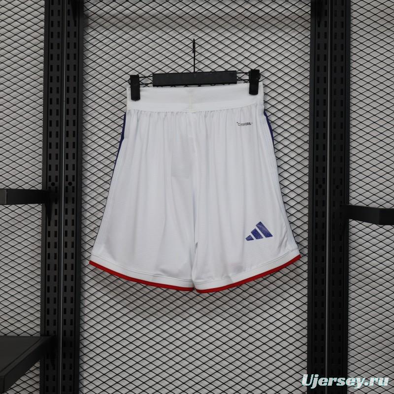 2026 Player Version Japan White with Navy Blue Stripes Shorts