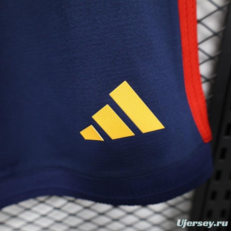 2026 Player Version Spain Navy Blue with Red Yellow Stripes Shorts