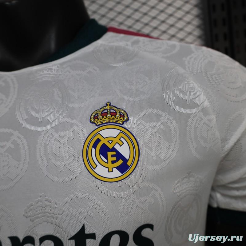 25/26 Player Version Real Madrid White with Subtle Crest Pattern Jersey