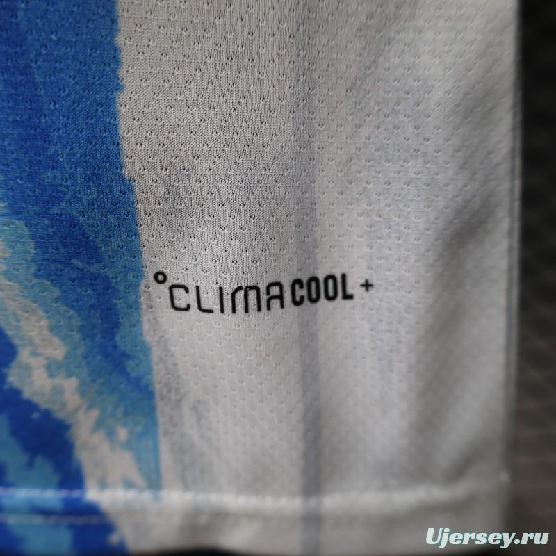 2026 Player Version Argentina White and Light Blue with Brushstroke Stripes Jersey