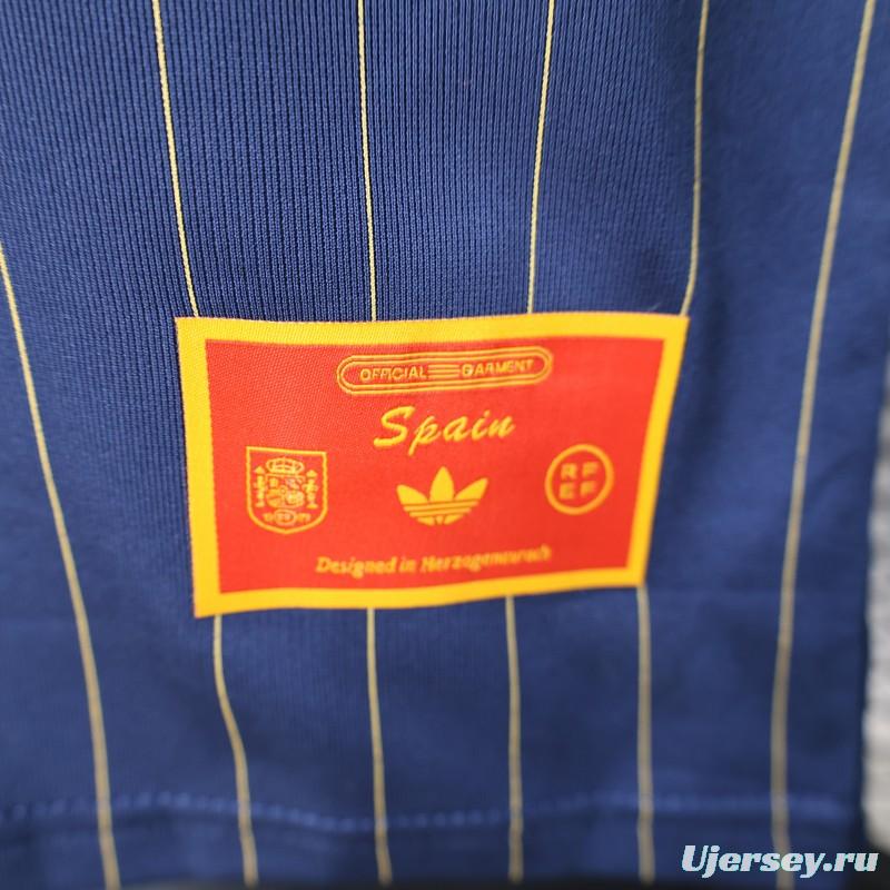 2026 Player Version Spain Navy Blue with Thin Yellow Pinstripes Jersey