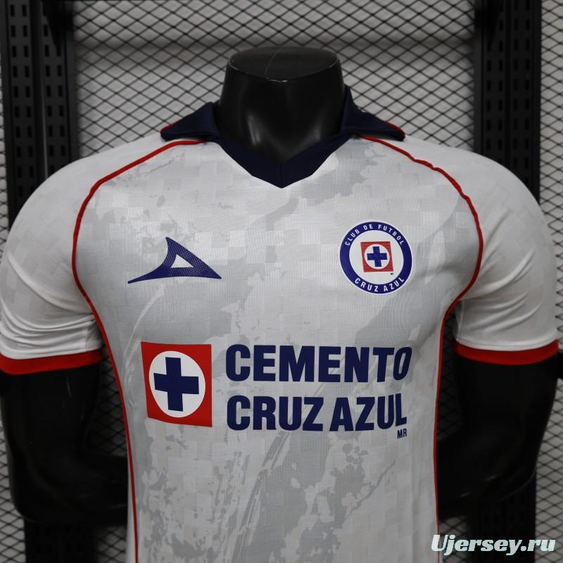 25/26 Player Version Cruz Azul White with Faint Grey Pattern Jersey