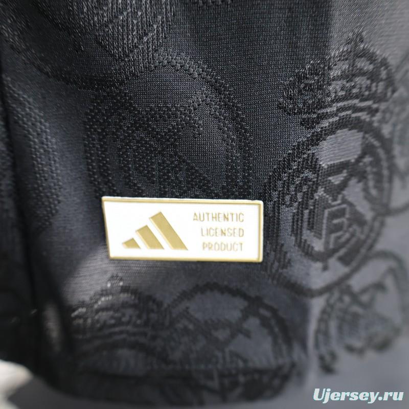 25/26 Player Version Real Madrid Black with Subtle Crest Pattern Jersey
