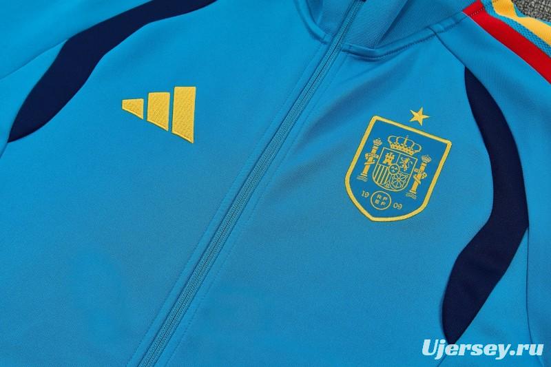 26/27 Spain Light Blue Full Zipper Jacket Tracksuit + Long Pants