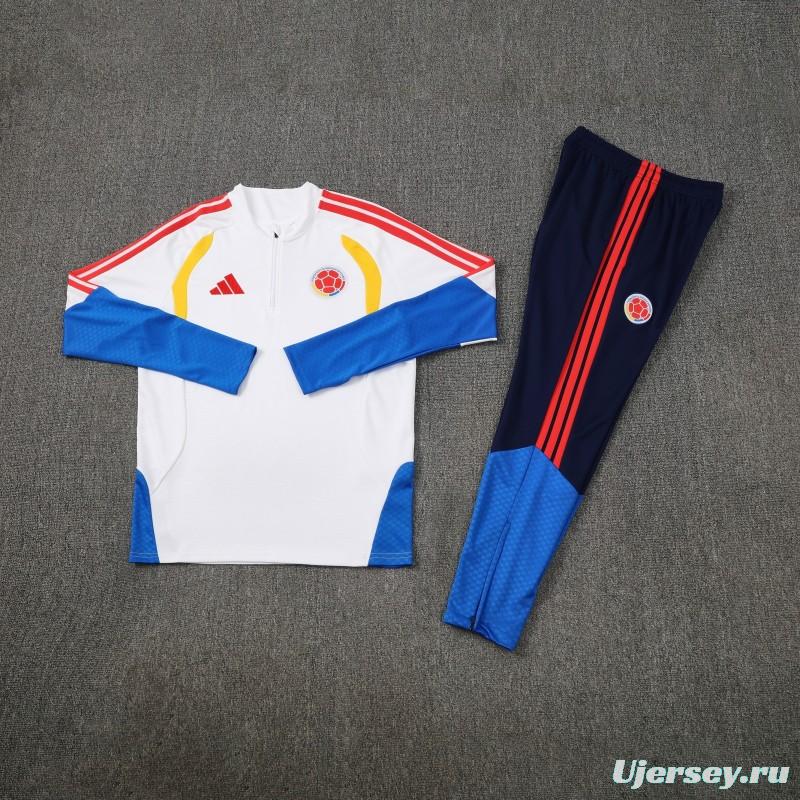 26/27  Colombia White  Half Zipper Jacket Tracksuit  + Long Pants