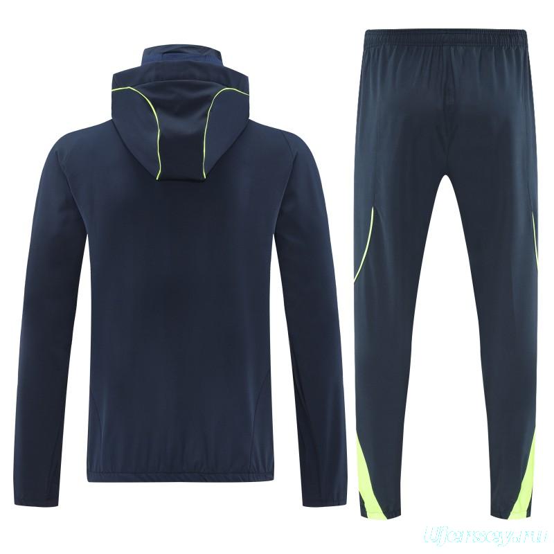 26/27 Adidas Navy Blue Full Zipper Hooded Jacket Tracksuit + Long Pants