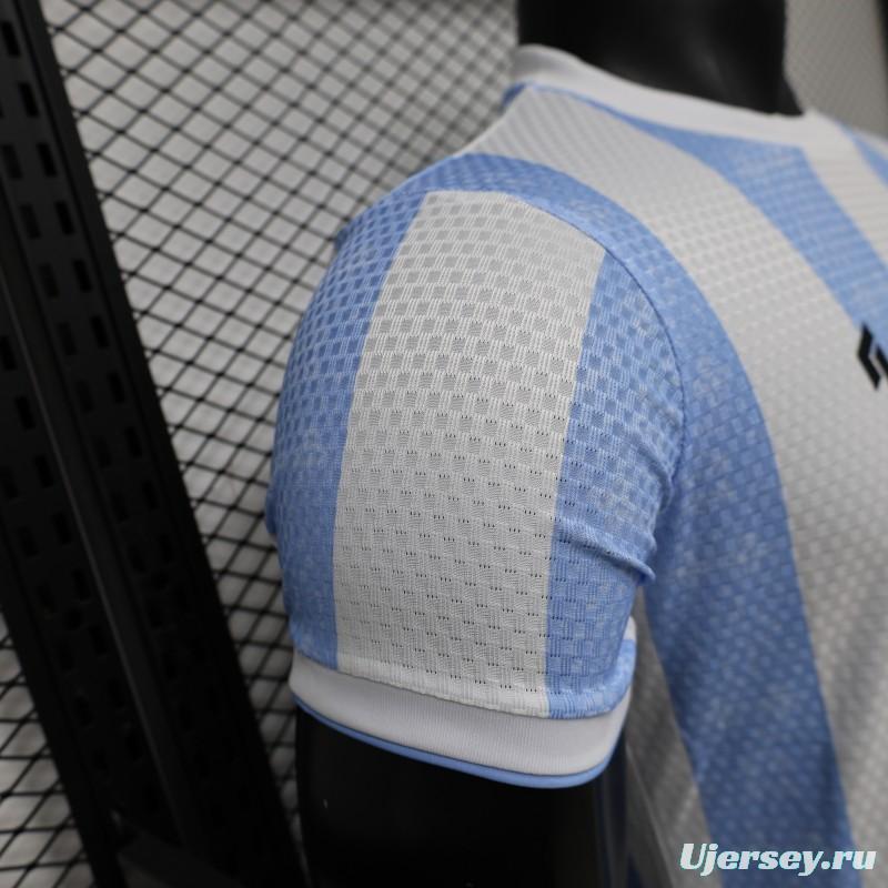 Player Version 2027 Argentina Home White & Light Blue Stripe Maradona Tribute Jersey