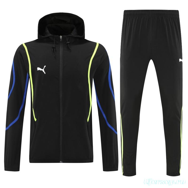 26/27 Puma Black Full Zipper Hooded Jacket Tracksuit + Long Pants