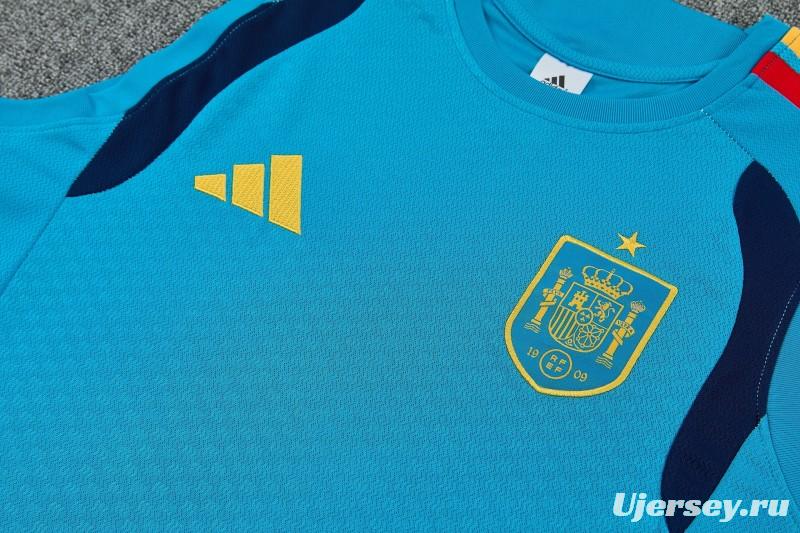 26/27 Spain Light Blue Sleeveless Training Vest +Soccer Shorts