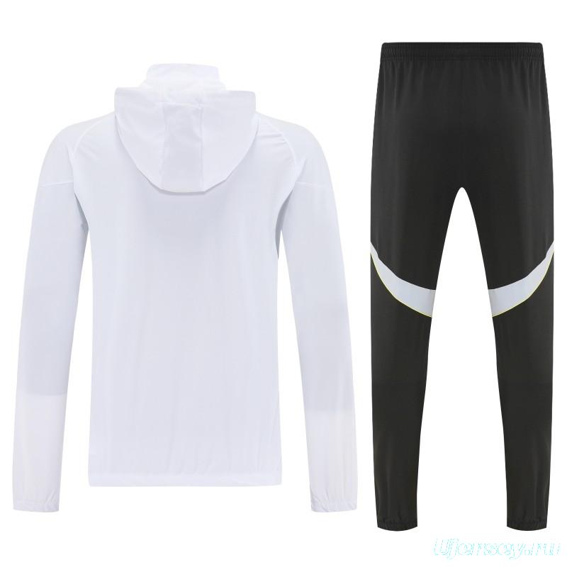 26/27 Adidas White Full Zipper Hooded Jacket Tracksuit + Long Pants