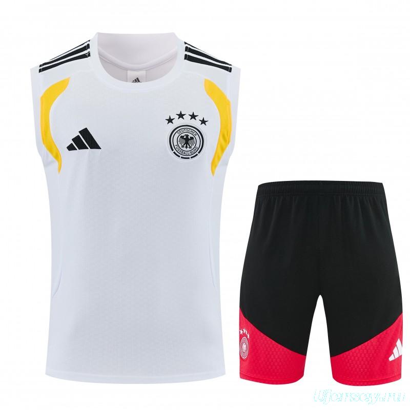 26/27 Germany White  Sleeveless Training Vest +Shorts Set