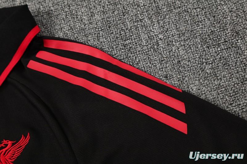 26/27 Liverpool Black Polo Training Shirt + Long Pants Tracksuit