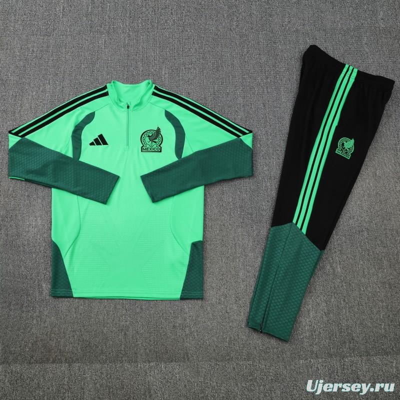 26/27  Mexico Green Half Zipper Jacket Tracksuit  + Long Pants