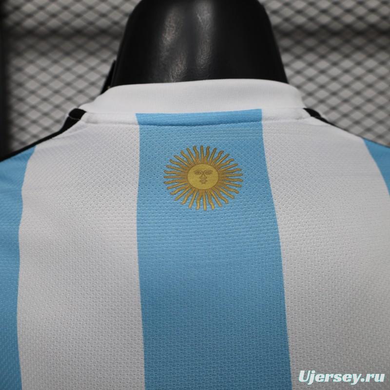 Player Version 2027 Argentina Home White & Light Blue Stripes with FIFA World Cup Champion Badge Jersey