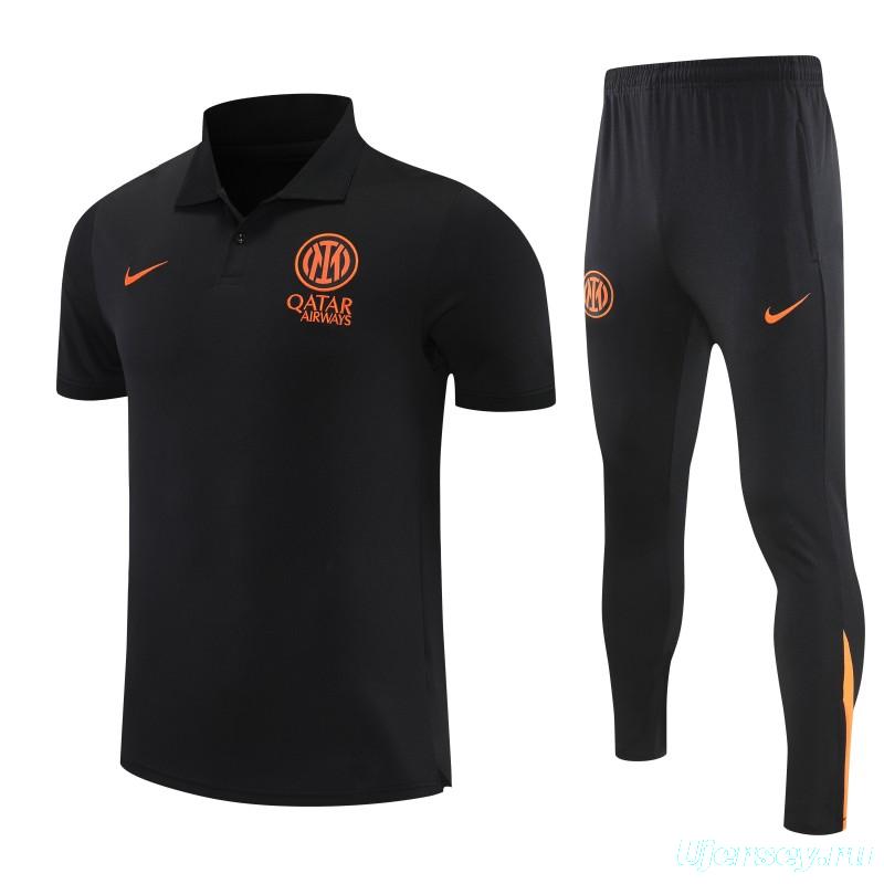 26/27 Inter Milan Black Polo Training Shirt + Long Pants Tracksuit