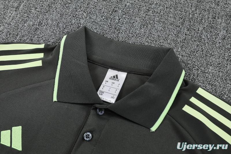 26/27 Real Madrid Black  Polo Training Shirt + Long Pants Tracksuit