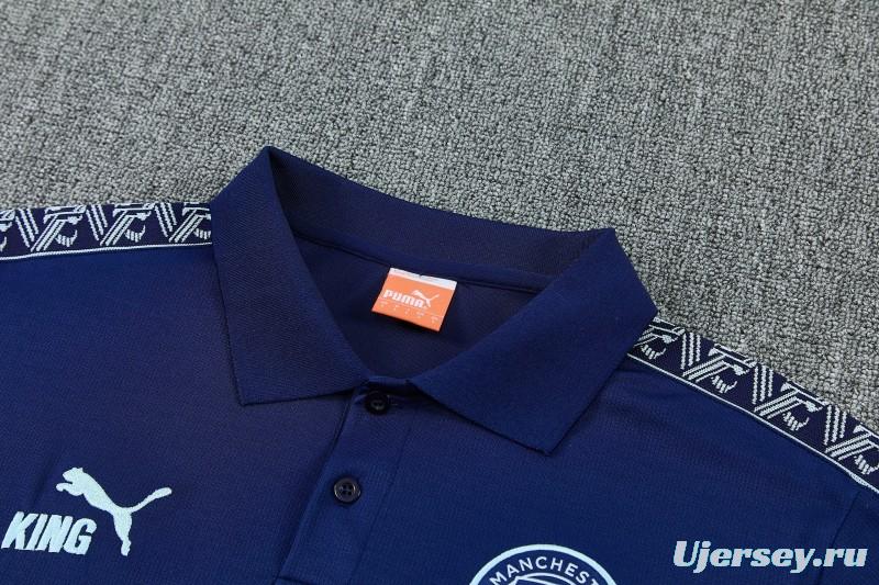 26/27 Manchester City Navy Blue Polo Training Shirt + Long Pants Tracksuit