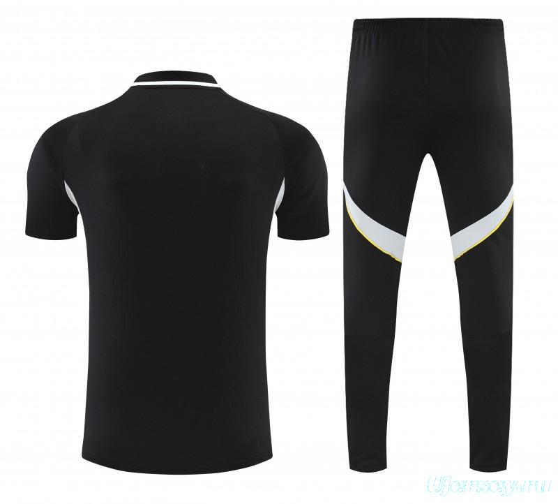26/27 Real Madrid Black Polo Training Shirt + Long Pants Tracksuit