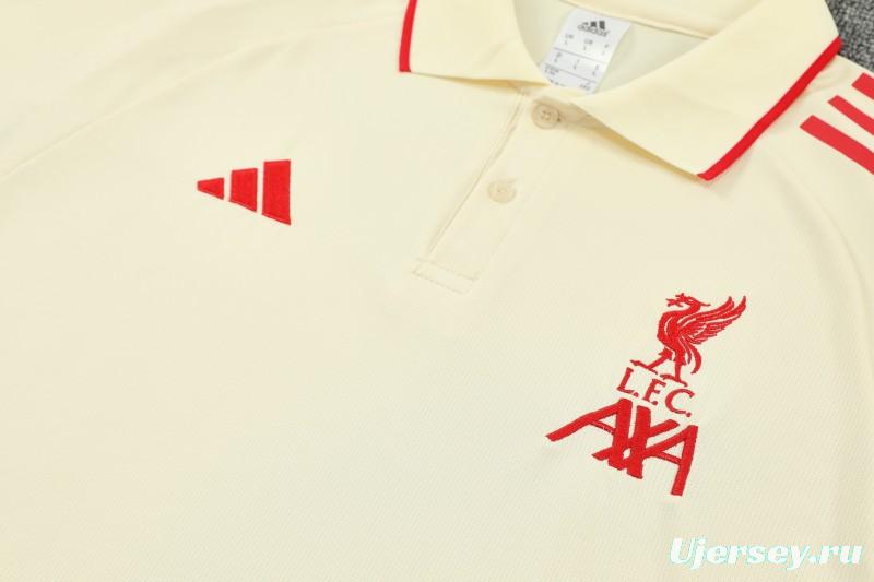 26/27  Liverpool White  Polo Training Shirt + Long Pants Tracksuit
