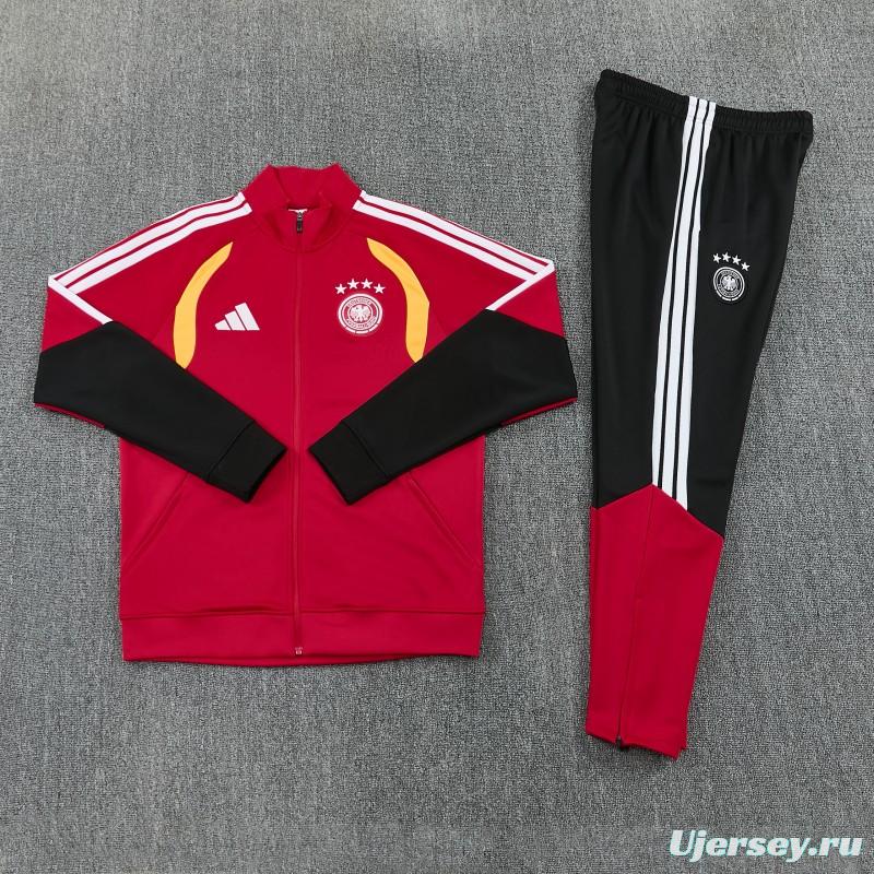 26/27 Germany  Red Full Zipper Jacket Tracksuit + Long Pants