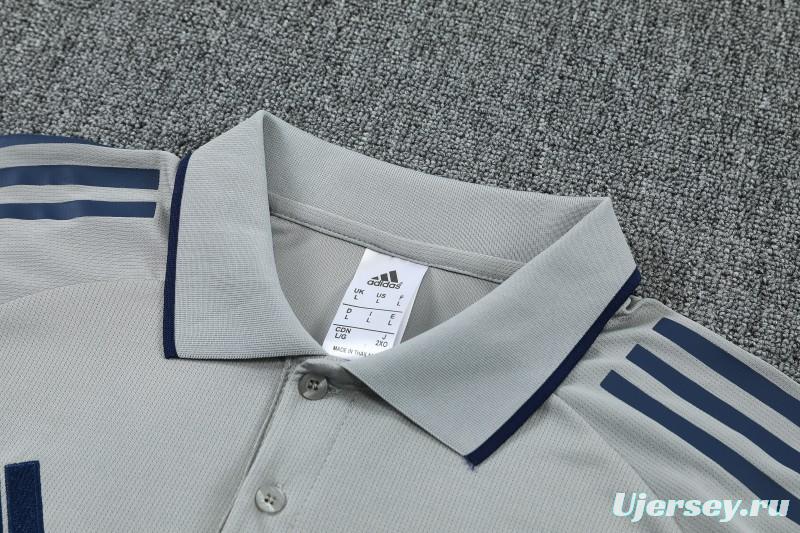 26/27   Arsenal Grey Polo Training Shirt + Long Pants Tracksuit