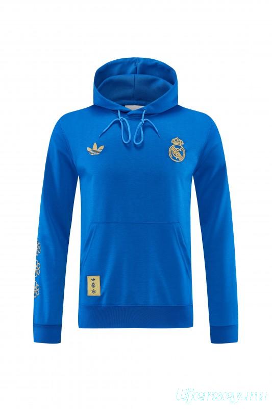 26/27 Real Madrid Royal Blue Pullover Hooded Tracksuit + Long Pants