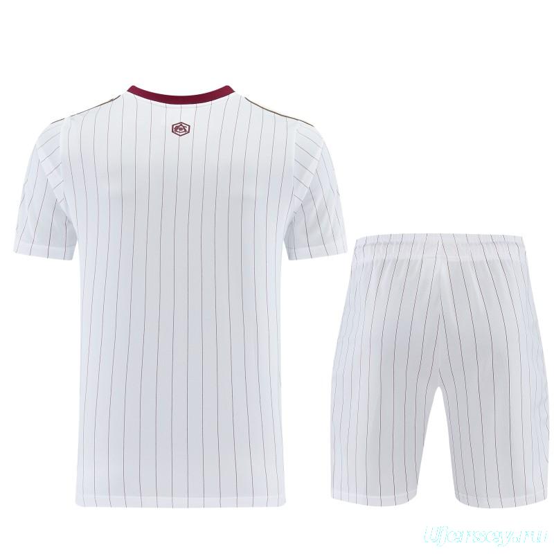 26/27 Arsenal  White Pinstripe Short Sleeve+Soccer Shorts