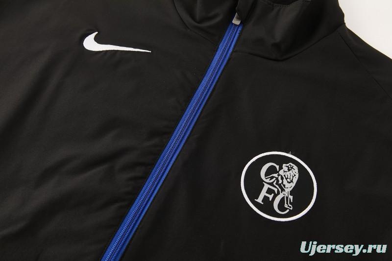 26/27 Chelsea Black Full Zipper Hooded Jacket Tracksuit + Long Pants