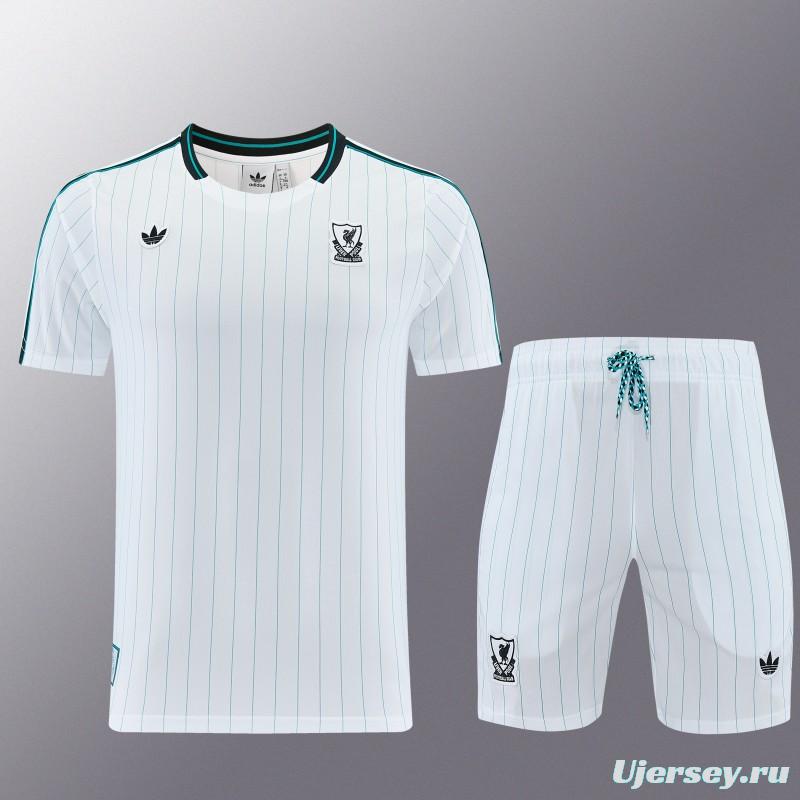 26/27  Liverpool White Short Sleeve+Soccer Shorts