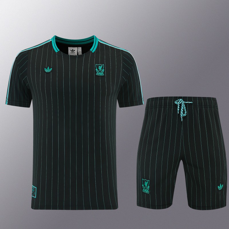26/27  Liverpool  Black Short Sleeve+Soccer Shorts