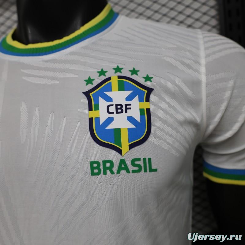 Player Version 2026 Brazil White with Palm Leaf Pattern Special Edition Jersey