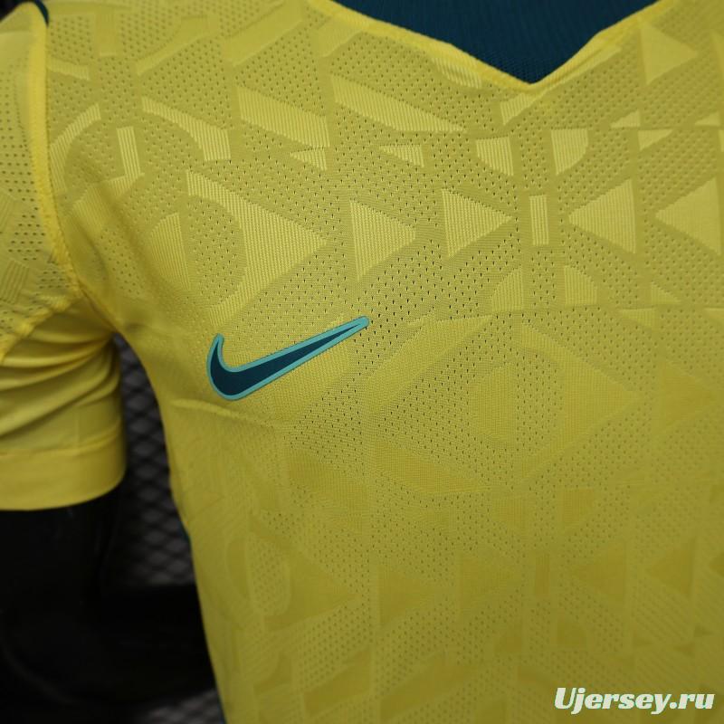 Player Version 2026 Brazil Yellow  Geometric Pattern Home Jersey
