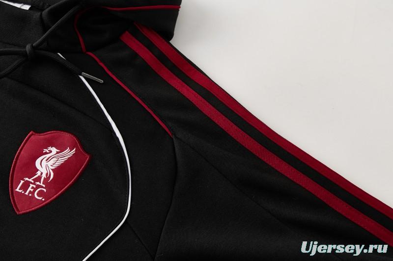 26/27 Liverpool  Black Full Zipper Hooded Jacket Tracksuit + Long Pants