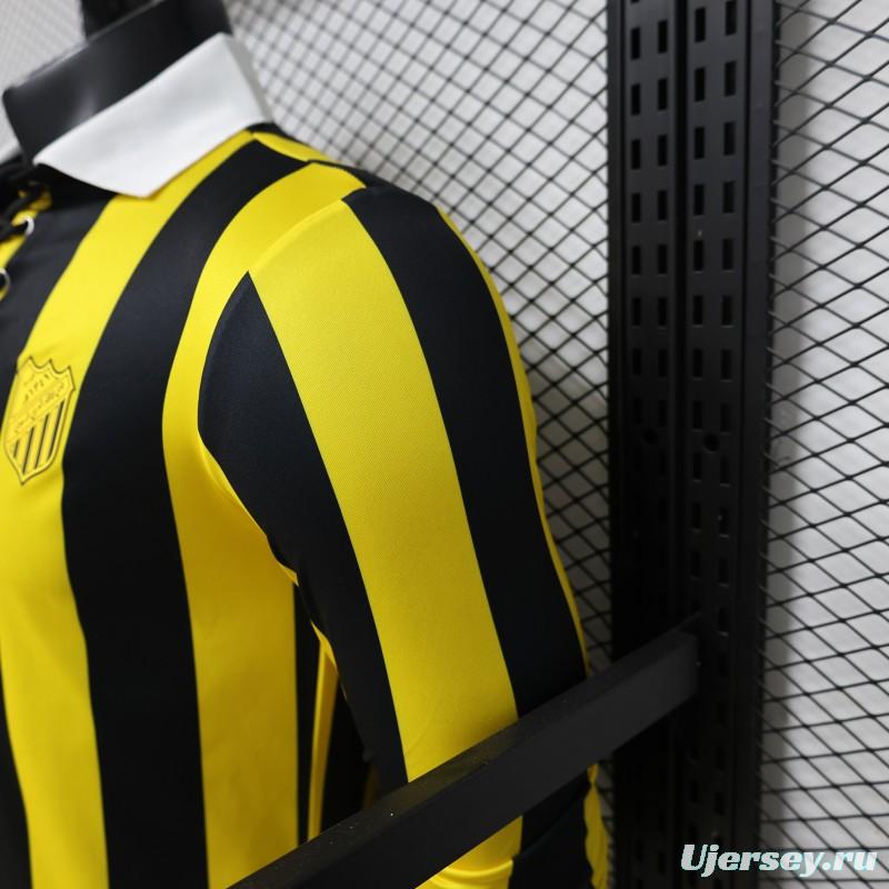Player Version 2026 Peñarol Yellow & Black Vertical Stripes Long Sleeve Retro Heritage Jersey