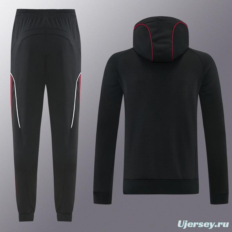 26/27 Liverpool  Black Full Zipper Hooded Jacket Tracksuit + Long Pants